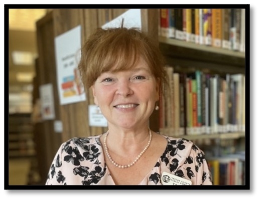 Tammy Snyder in the stacks