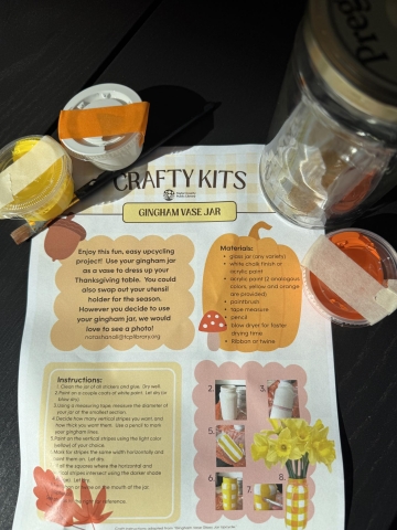 november jar craft with paints, paint brush, and a jar