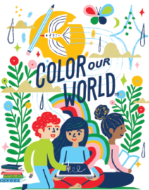 Color Our World - illustration with children sitting around nature