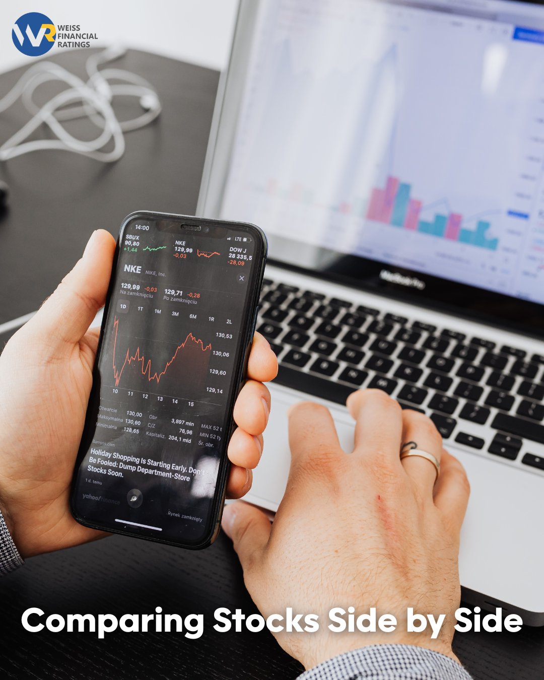 Comparing stocks on the phone and computer