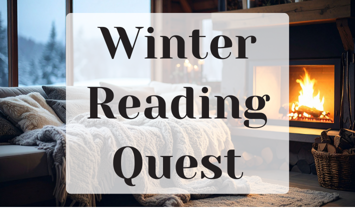 Winter Reading Quest - fireplace and cozy couch